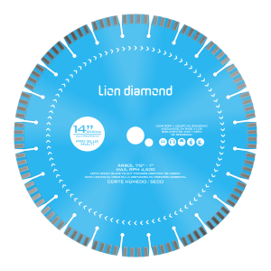 Disco Diamantado ProBlueMulti 14" para Corte de Concreto Curado y Reforzado - Lion Diamond
